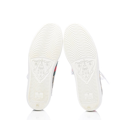 Gucci GG Supreme Monogram Bees Ayers Web Womens Ace Sneakers 37.5 Beige Oro Green Red 5 of 10