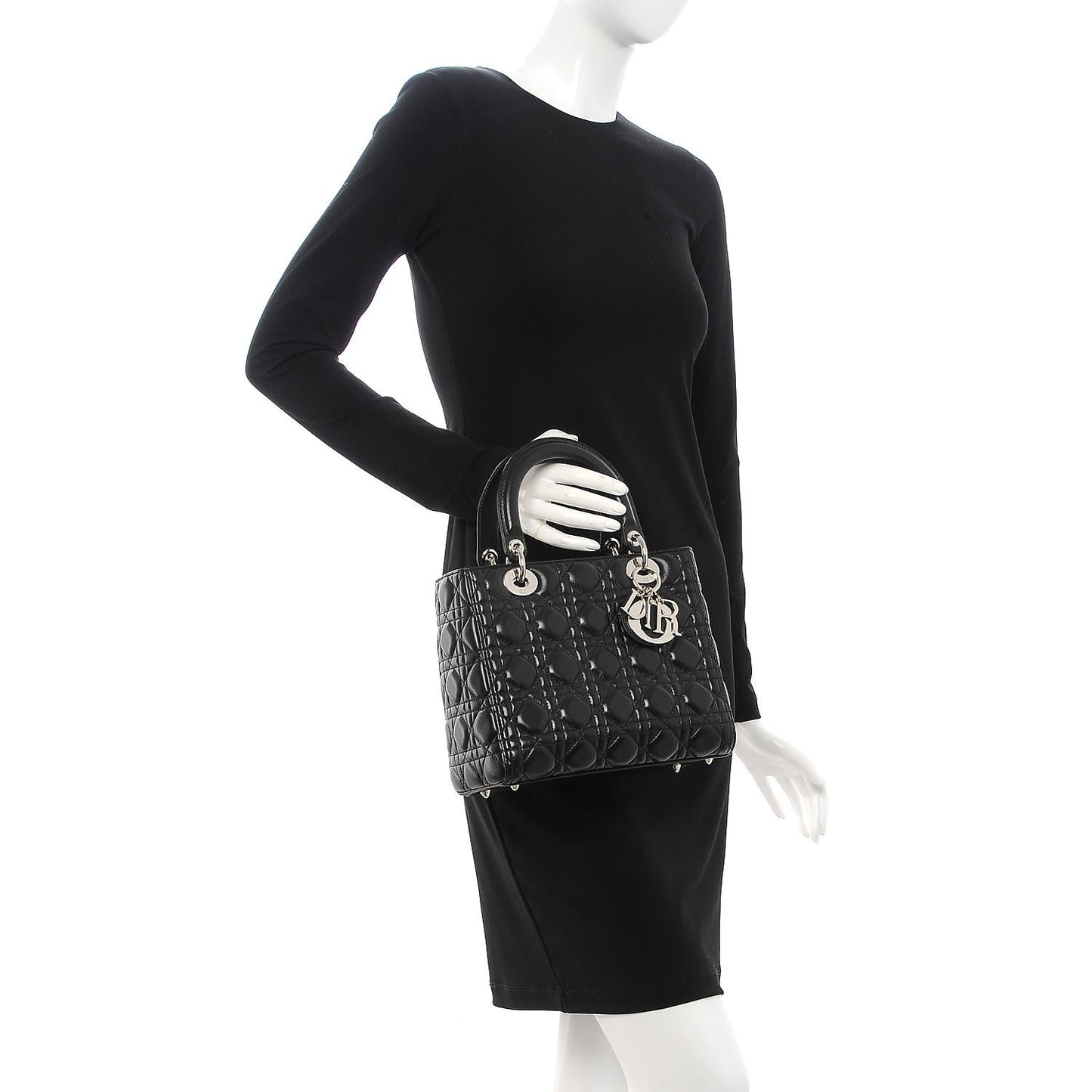 Lambskin Cannage Medium Lady Dior Black