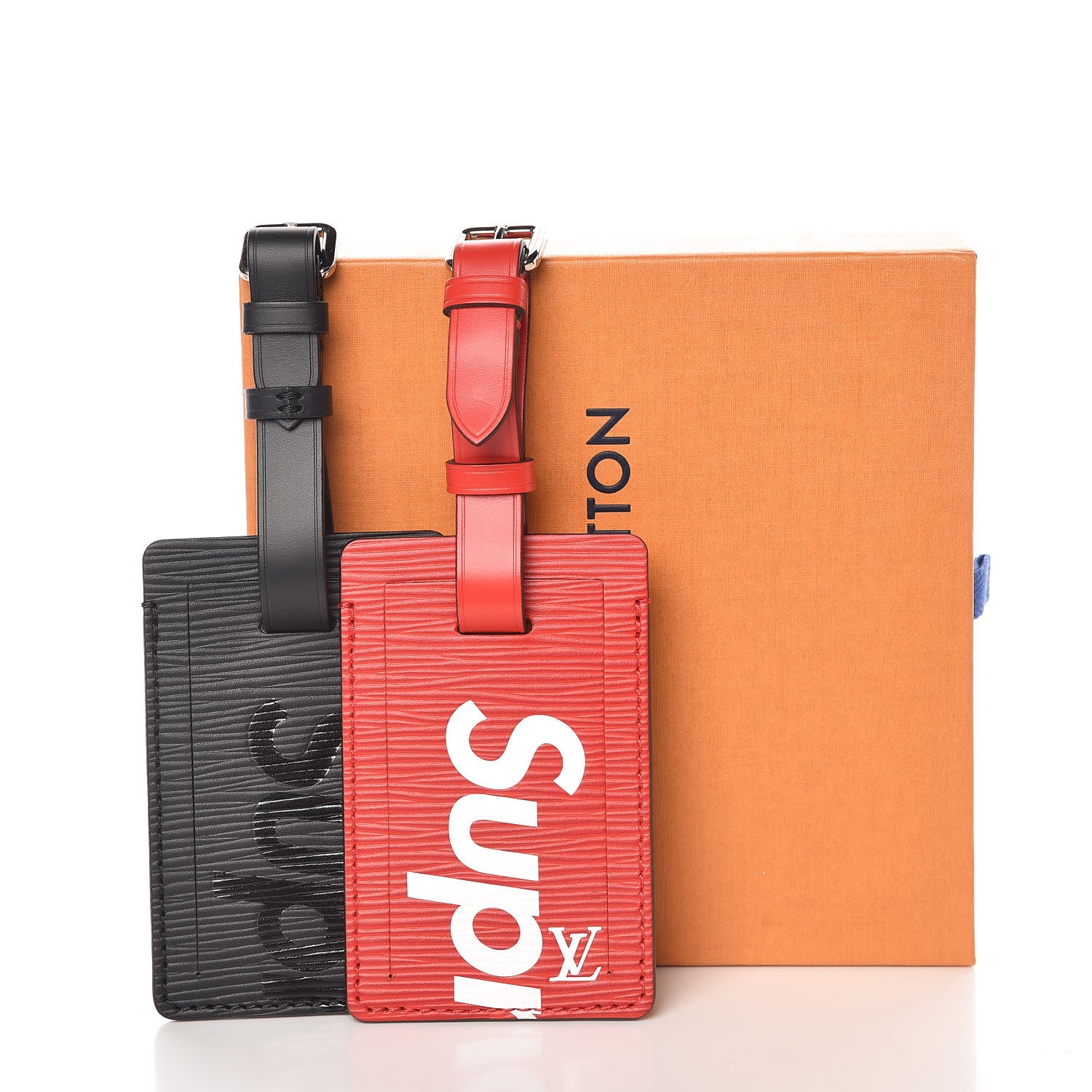 Louis Vuitton X SUPREME Epi Luggage Tag Set Black Red 5 of 5