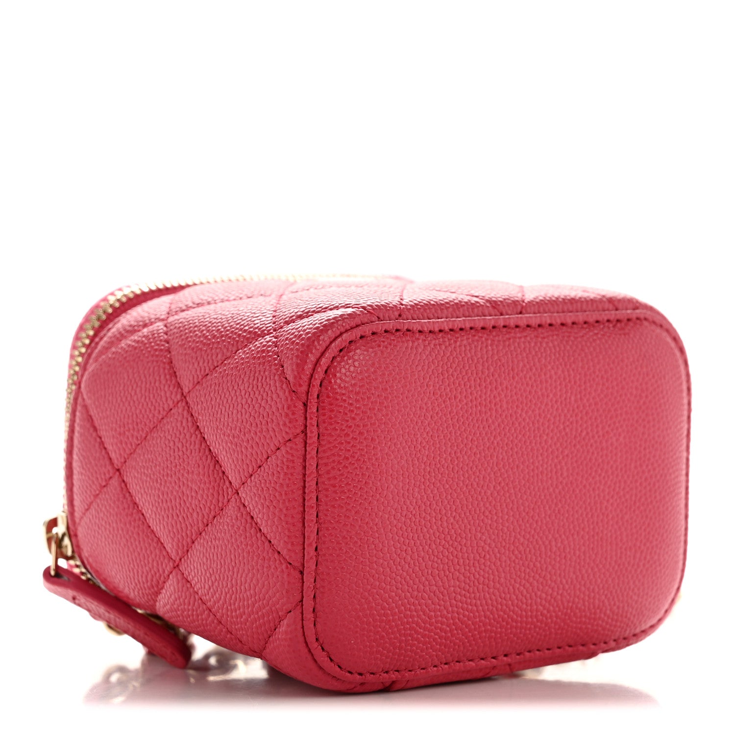 Chanel Caviar Quilted Mini Vanity Case With Chain Dark Pink 4 of 10