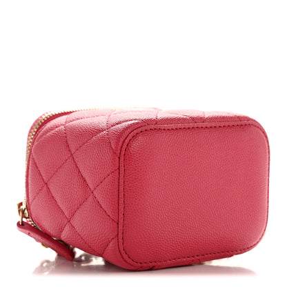 Chanel Caviar Quilted Mini Vanity Case With Chain Dark Pink 4 of 10