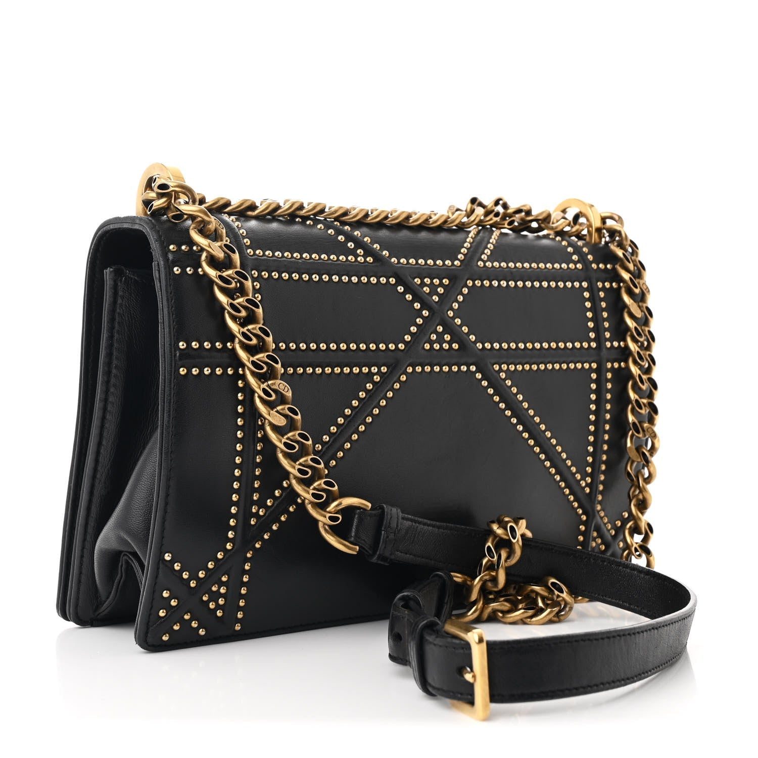Christian Dior Lambskin Studded Medium Diorama Flap Bag Black 3 of 11