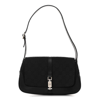 Gucci Monogram Small Jackie O Flap Hobo Black 1 of 14