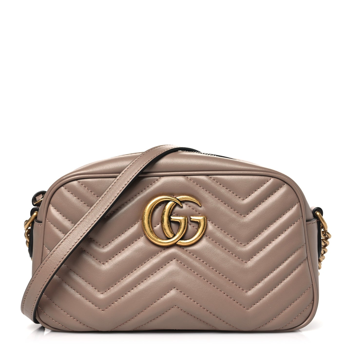 Calfskin Matelasse Small GG Marmont Chain Shoulder Bag Porcelain Rose