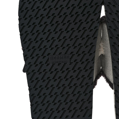 Hermes Techno Fringed H Canvas Caflskin Womens Chypre Sandals 40 Prunoir Black 6 of 8