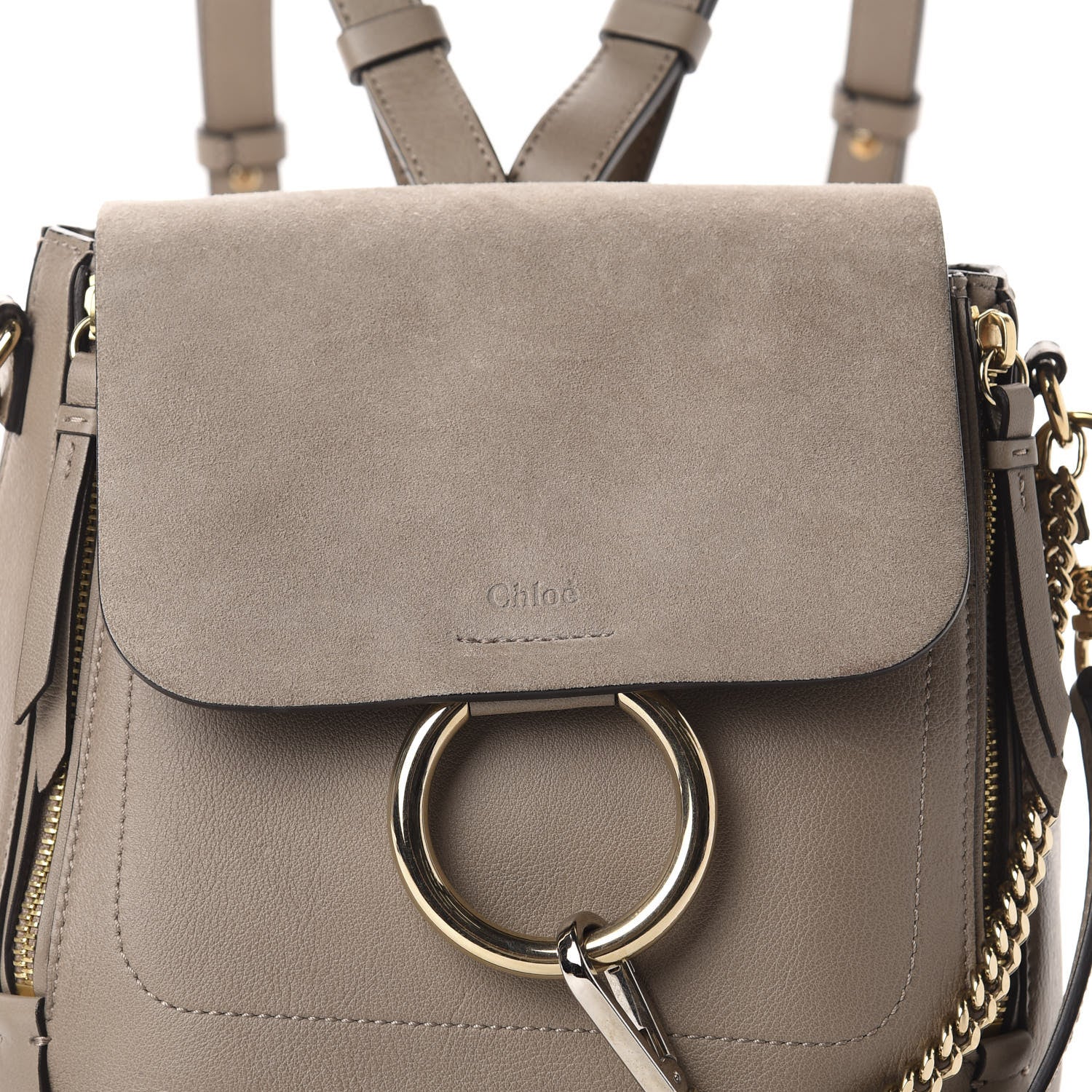 Chloe Suede Calfskin Small Faye Backpack Motty Grey 10 of 10