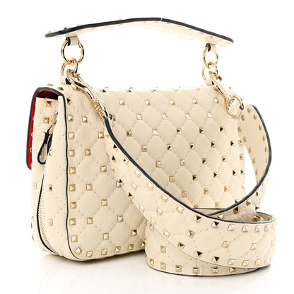 Valentino Garavani Grained Calfskin Medium Rockstud Spike Shoulder Bag Light Ivory 3 of 9
