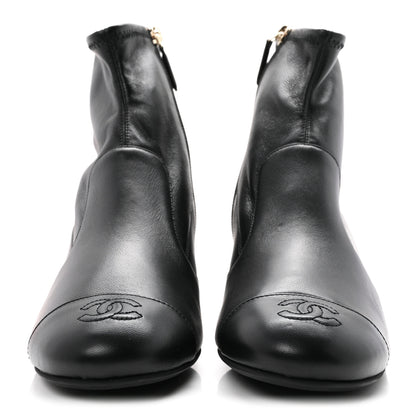 Chanel Stretch Lambskin Cap Toe CC Uniform Short Boots 40.5 Black 3 of 9