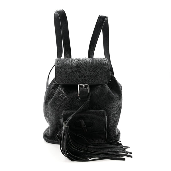 Gucci Calfskin Small Bamboo Backpack Black 1904215  display picture 1