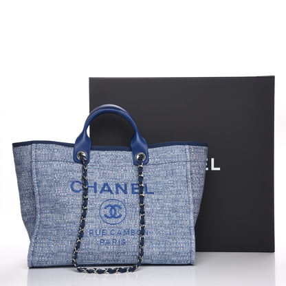 Chanel Woven Straw Raffia Large Deauville Tote Blue 9 of 9