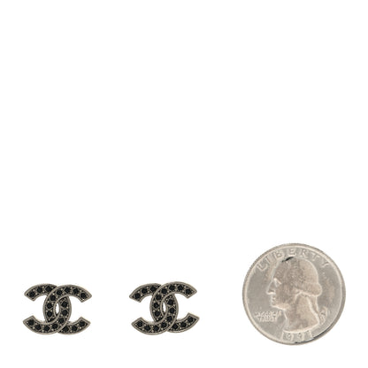 Chanel Ruthenium Crystal CC Earrings Black 2 of 4