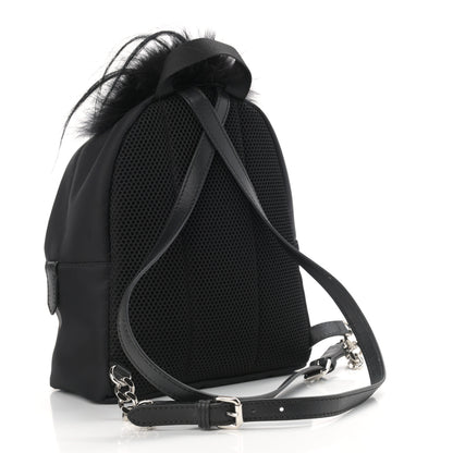 Fendi Nylon Vitello Dolce Goat Fox Fur Crocodile Monster Eyes Mini Backpack Black Sunflower 2 of 9