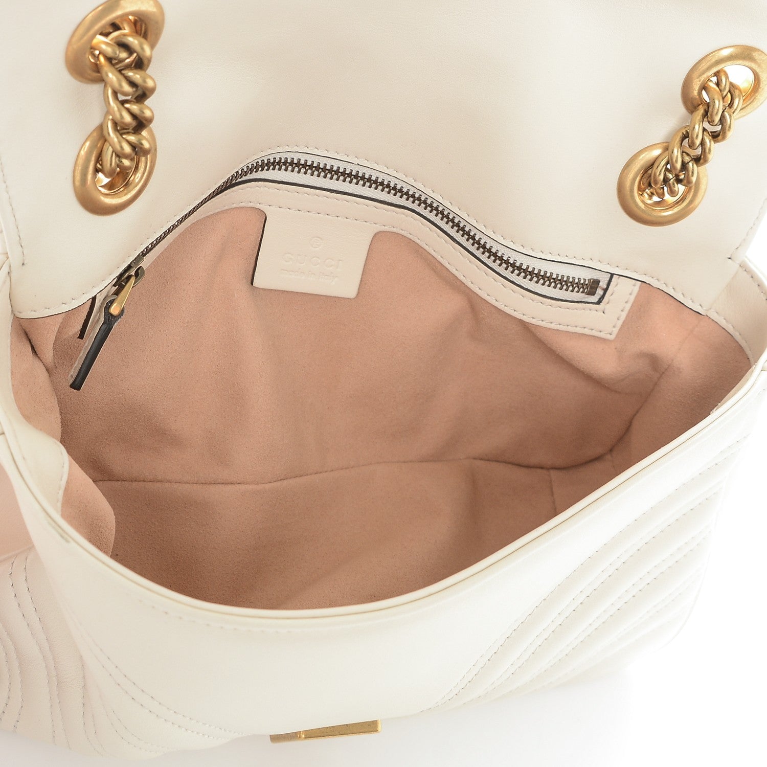 Gucci Calfskin Matelasse Small GG Marmont Shoulder Bag White 5 of 7