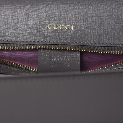 Gucci Textured Calfskin Silk Scarf Medium Torchon GG Ring Shoulder Bag Grey 9 of 12