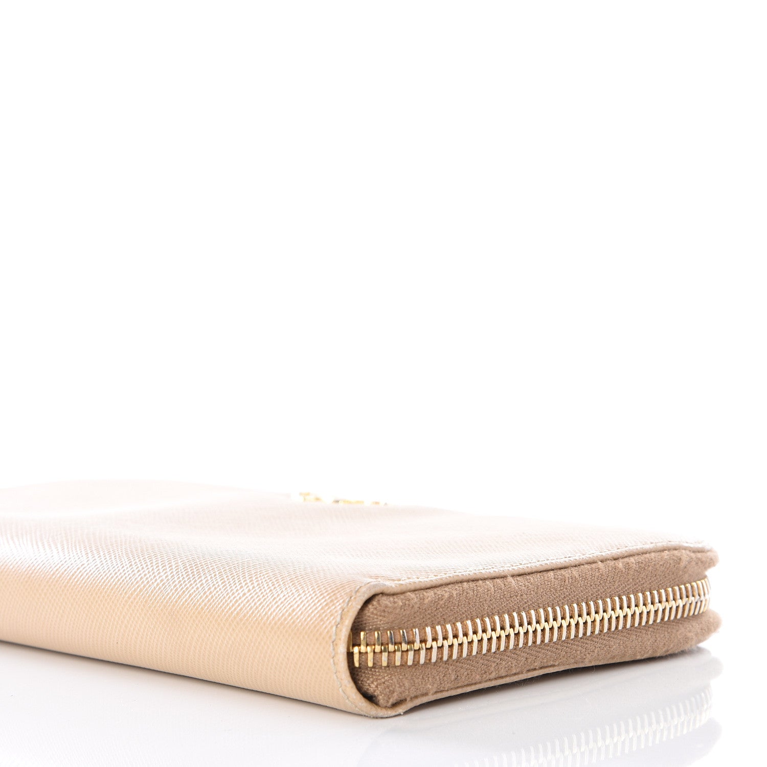 Prada Saffiano Metal Zip Around Wallet Sabbia 7 of 8