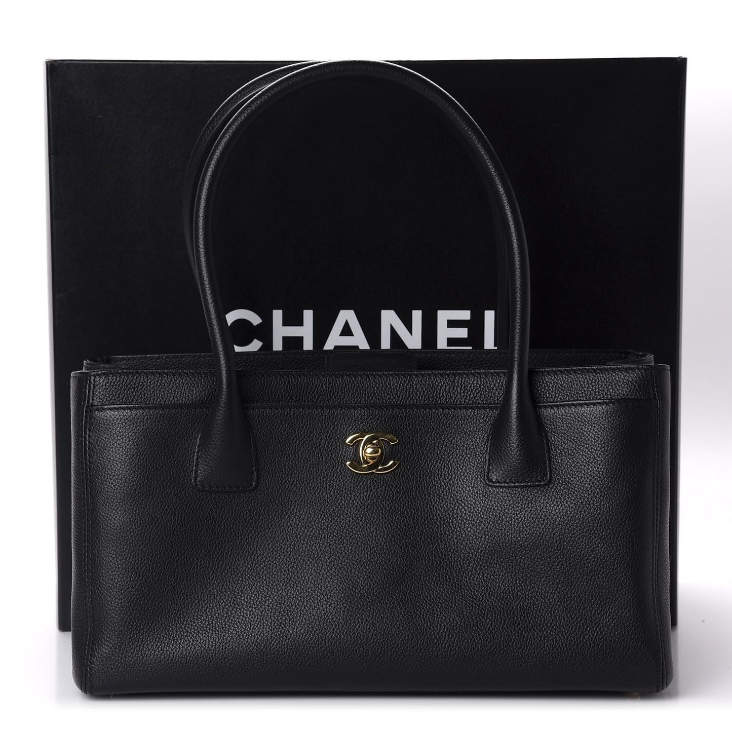 Calfskin Small Cerf Executive Shopper Tote Black