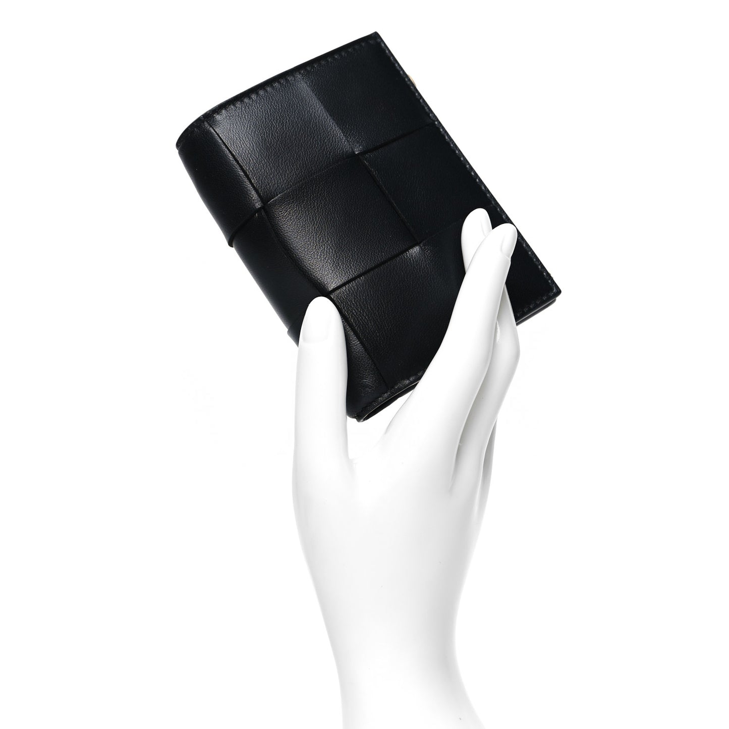Nappa Maxi Intrecciato Small Bi-Fold Zip Wallet Black