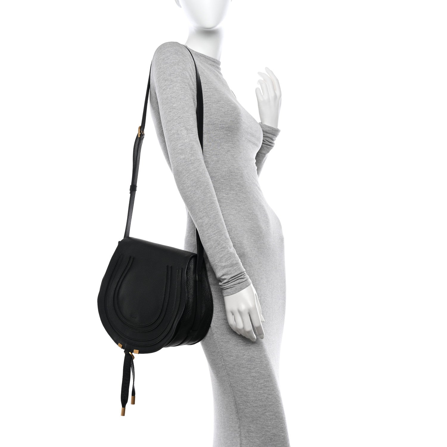 Chloe Calfskin Medium Marcie Round Crossbody Bag Black 2 of 11