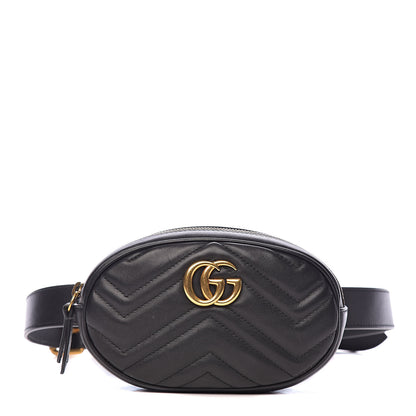 Gucci Calfskin Matelasse GG Marmont Belt Bag 95 38 Black 1 of 12