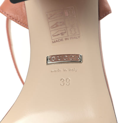Gucci Sequin Satin Malaga Kid GG Marmont Ankle Wrap 75mm Sandals 39 Antique Rose Rosa Pale Pink 6 of 7
