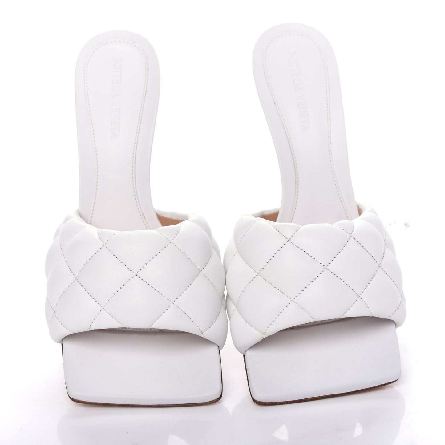 Nappa Matelasse Padded Mule Sandals 38.5 Optic White