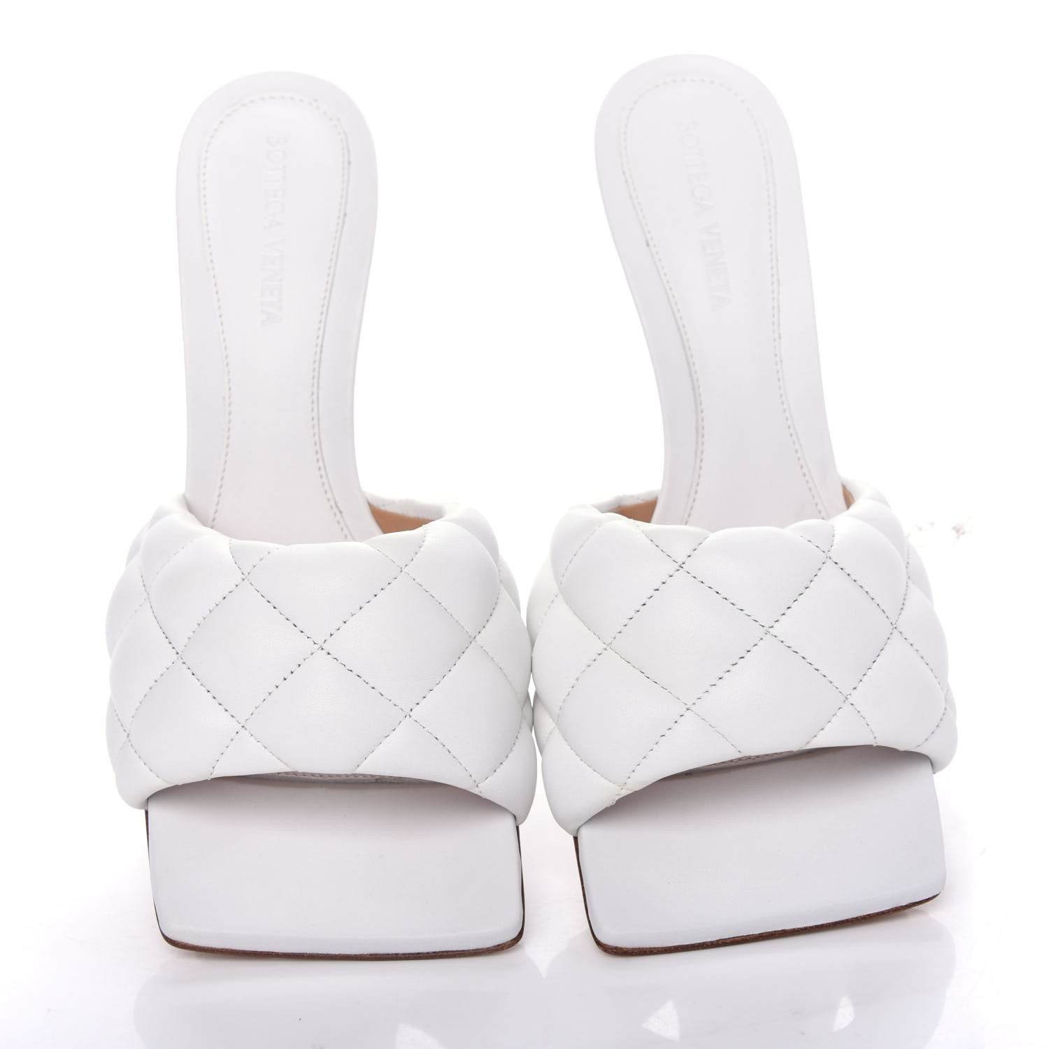 Bottega Veneta Nappa Matelasse Padded Mule Sandals 38.5 Optic White 5 of 10