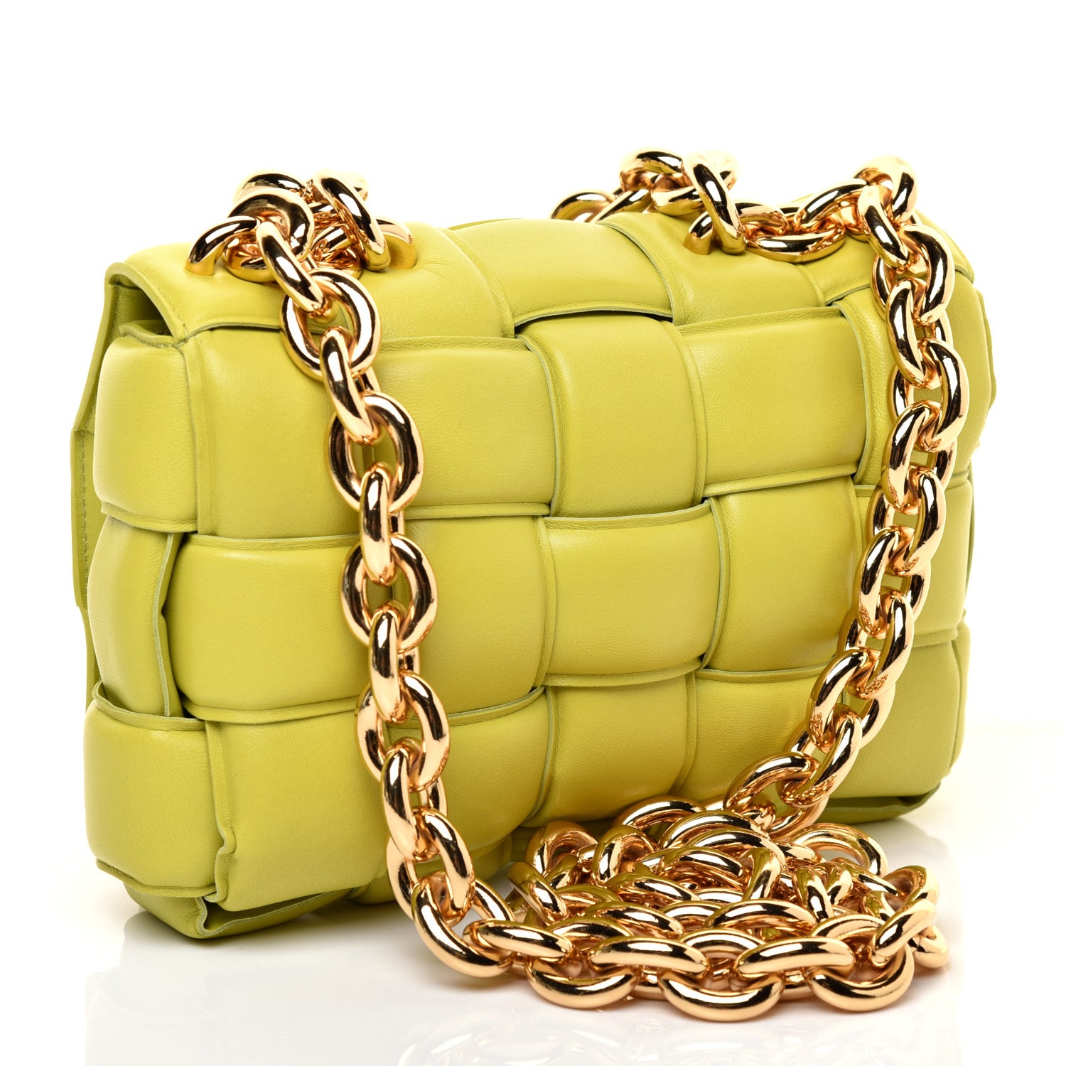 Bottega Veneta Lambskin Maxi Intreccio Padded Chain Cassette Crossbody Bag Kiwi 3 of 9
