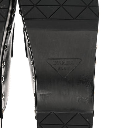 Prada Natural Calfskin Metal Triangle Logo 45mm Clogs 38 Black 6 of 12