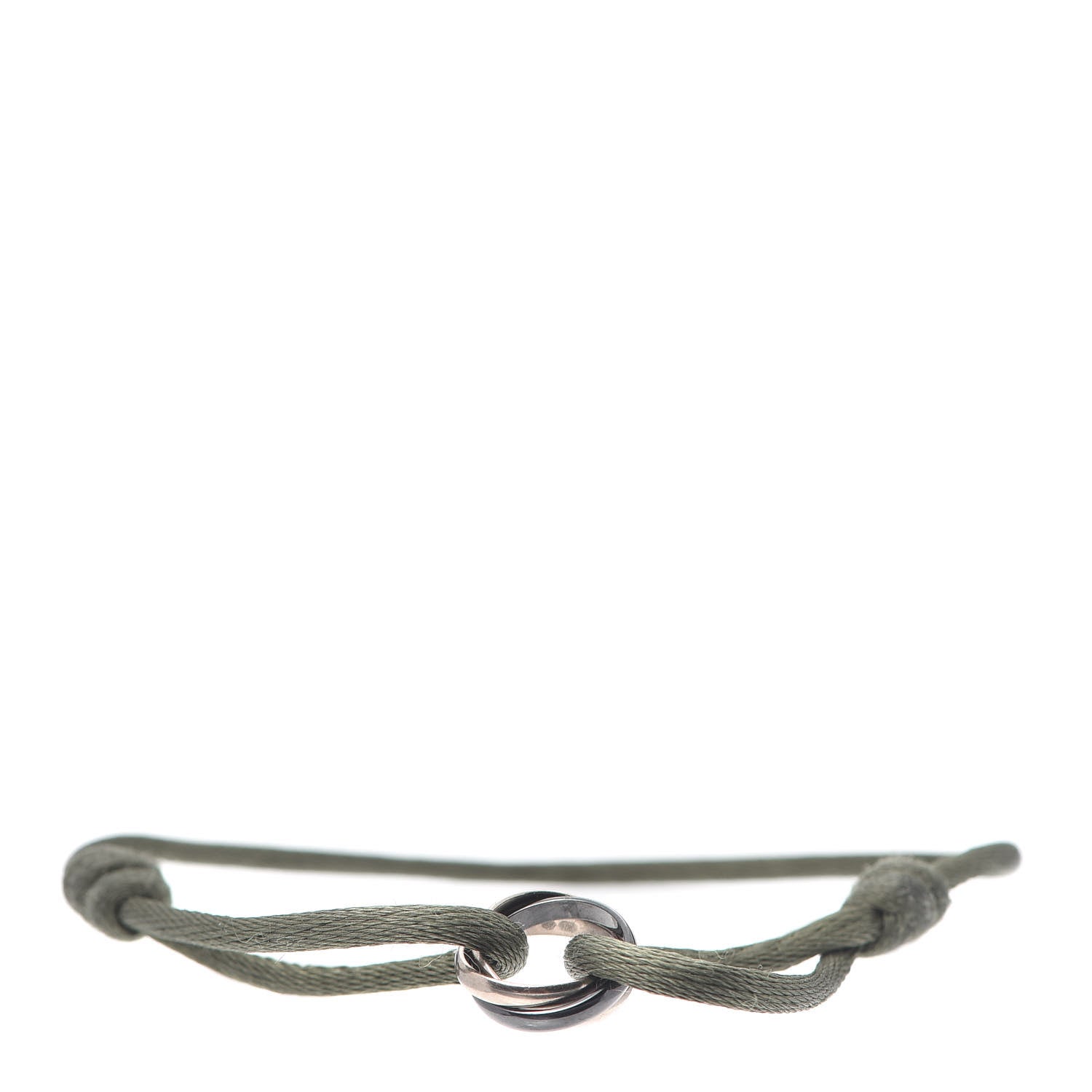 Cartier 18K White Gold Ceramic Trinity Cord Bracelet Green 1 of 5