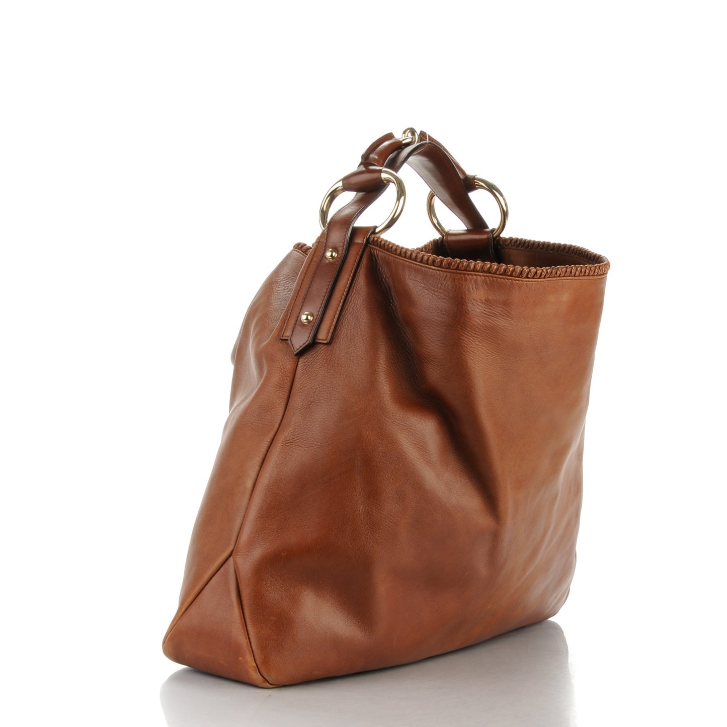 Calfskin Large Horsebit Chain Hobo Brown