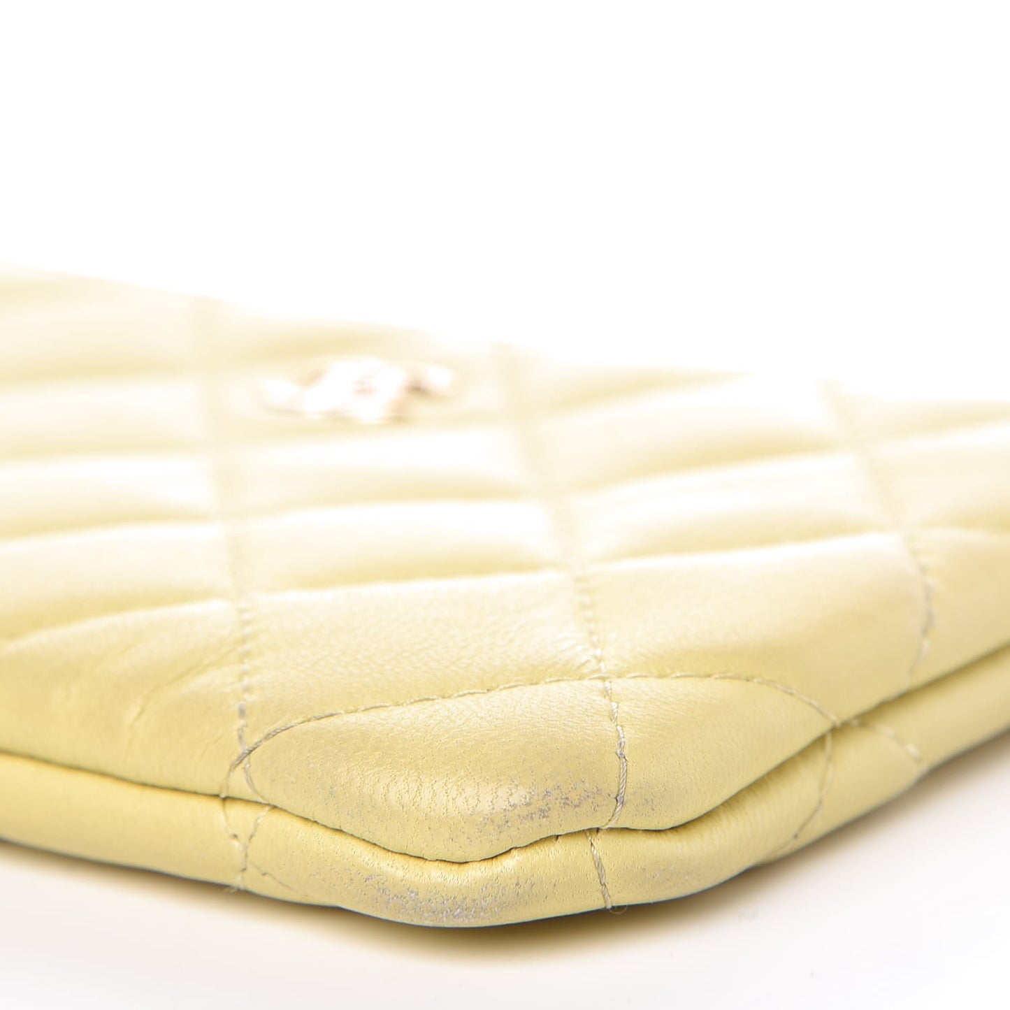 Lambskin Quilted Small Cosmetic Case Yellow