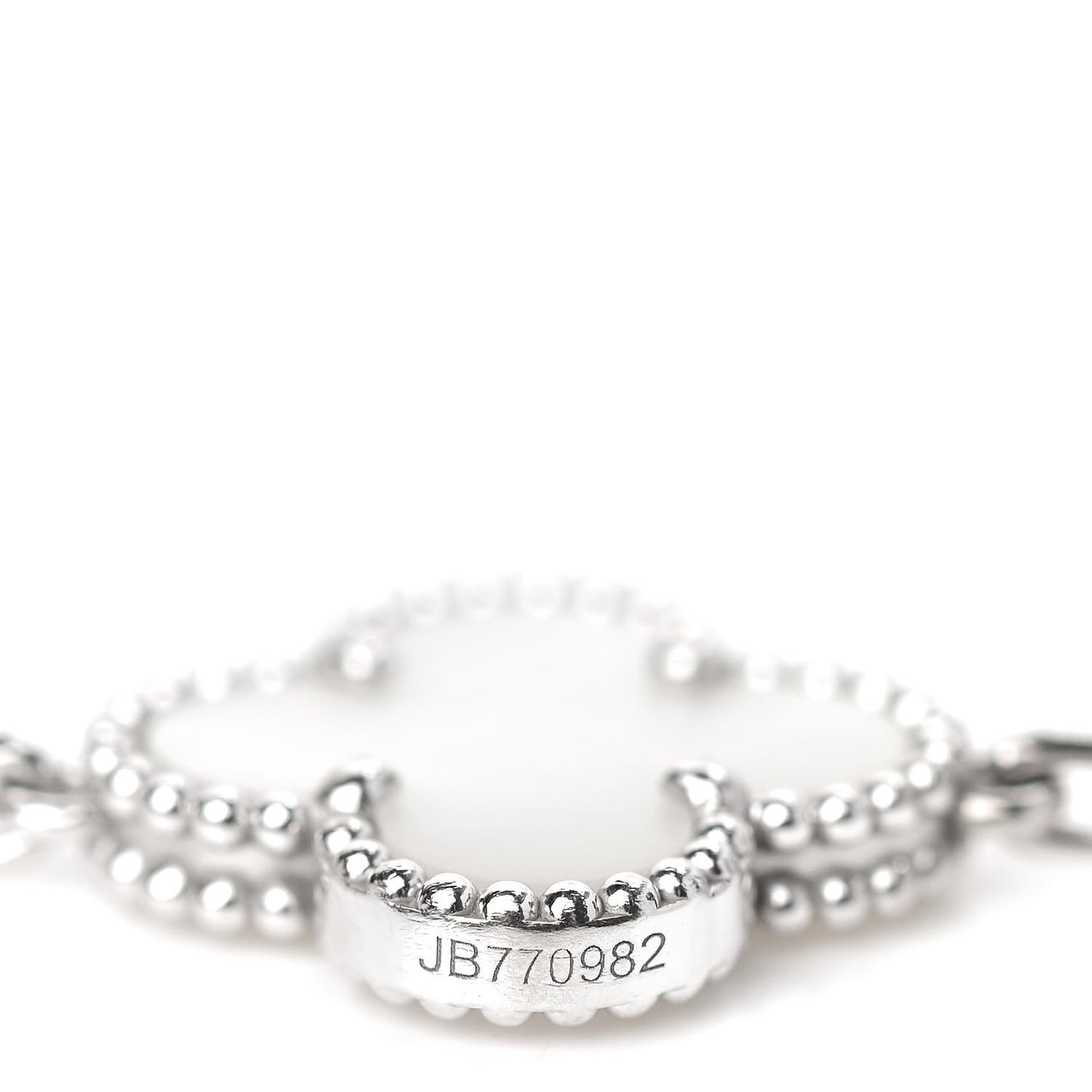 18K White Gold Mother of Pearl 5 Motifs Vintage Alhambra Bracelet