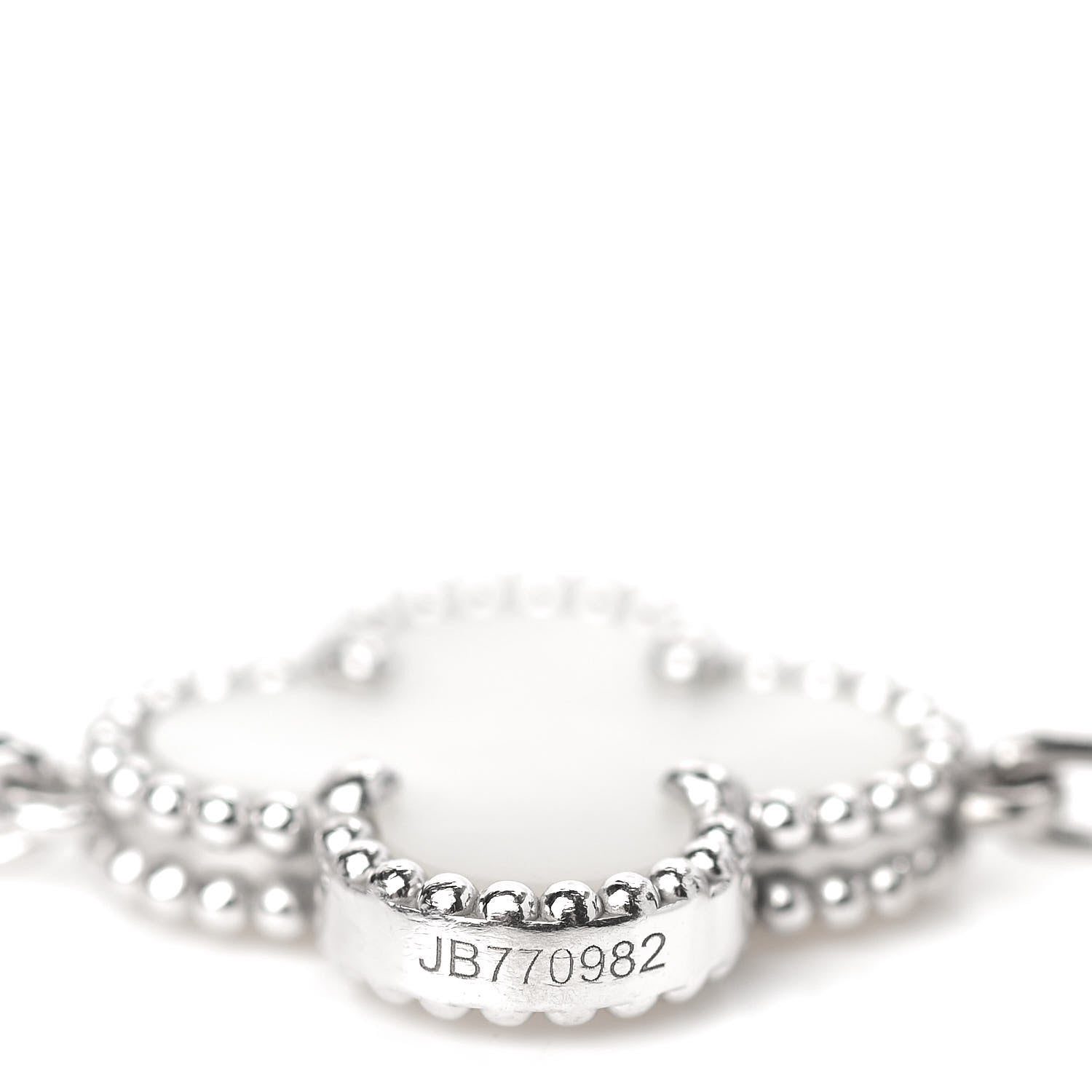 Van Cleef & Arpels 18K White Gold Mother of Pearl 5 Motifs Vintage Alhambra Bracelet 5 of 6