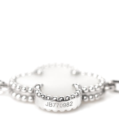 Van Cleef & Arpels 18K White Gold Mother of Pearl 5 Motifs Vintage Alhambra Bracelet 5 of 6