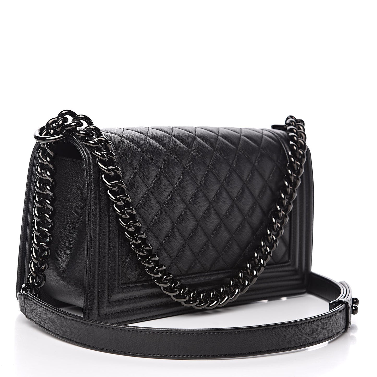 Caviar Quilted Medium Boy Flap So Black