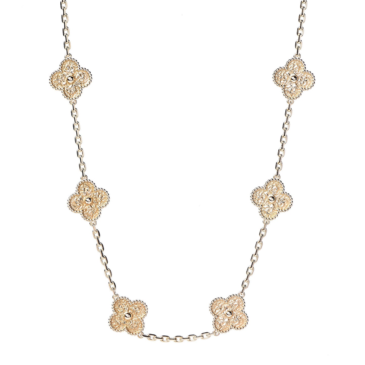18K Yellow Gold 10 Motifs Vintage Alhambra Necklace