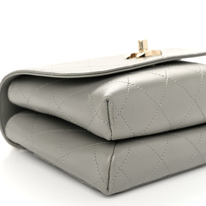 Chanel Calfskin Quilted Small Double Pocket Top Handle Flap Grey 9 of 10
