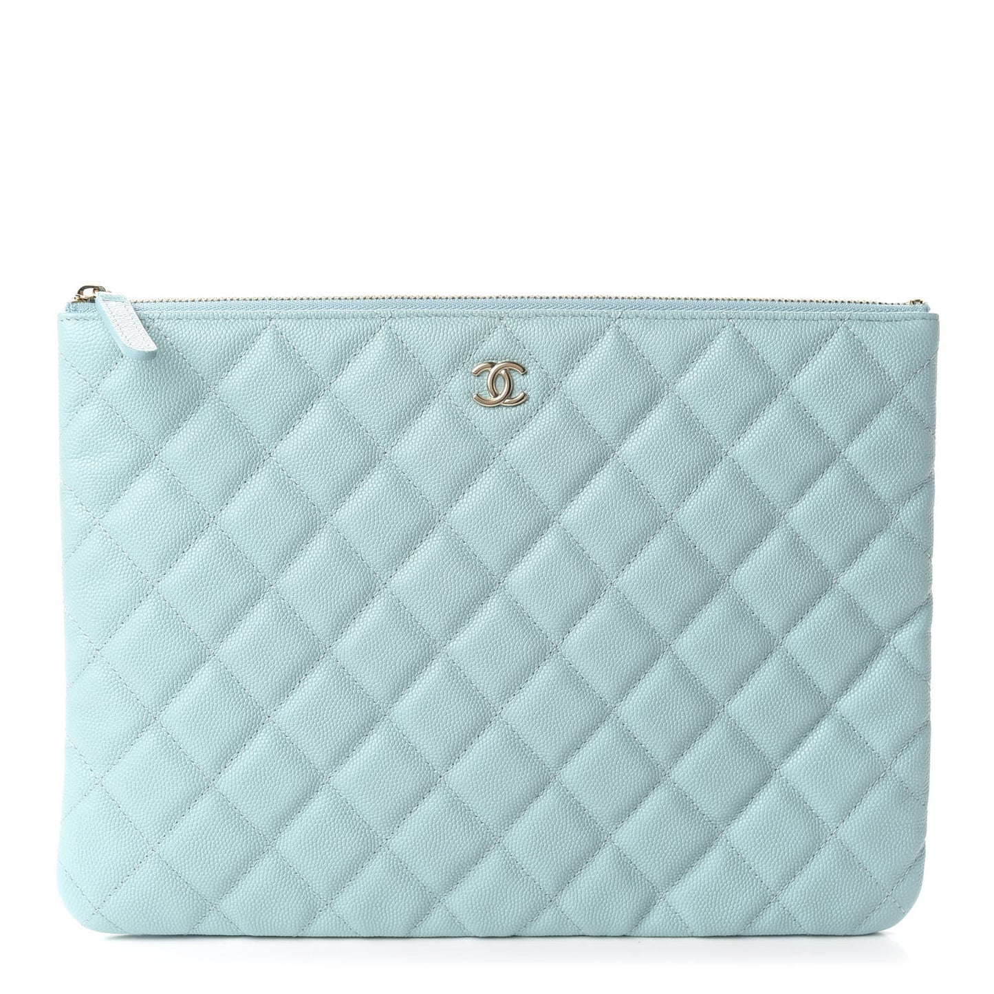 Caviar Quilted Medium Cosmetic Case Light Blue