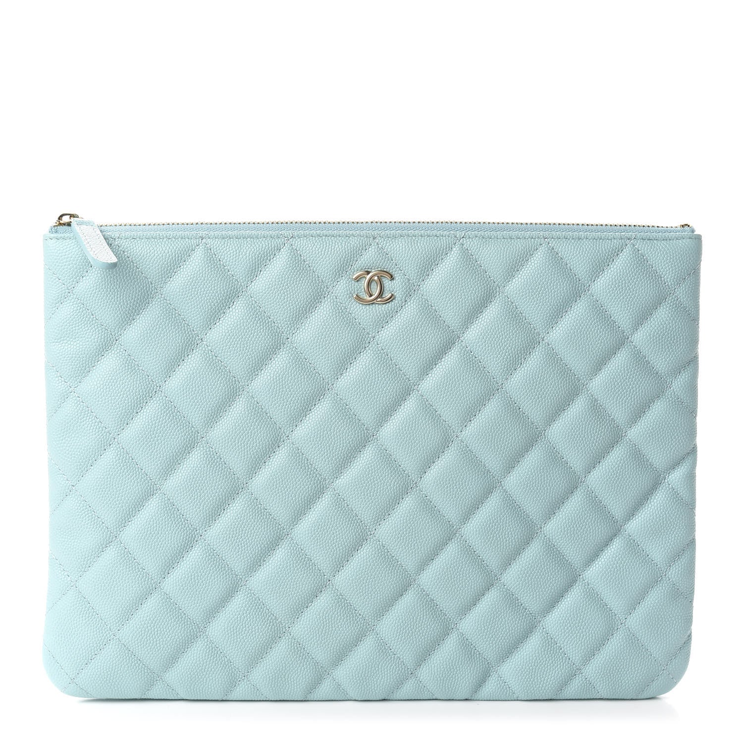 Chanel Caviar Quilted Medium Cosmetic Case Light Blue 1 of 9