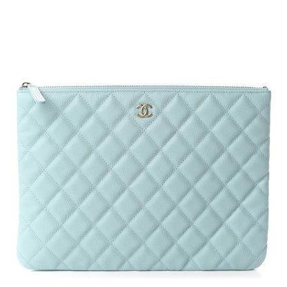 Chanel Caviar Quilted Medium Cosmetic Case Light Blue 1 of 9