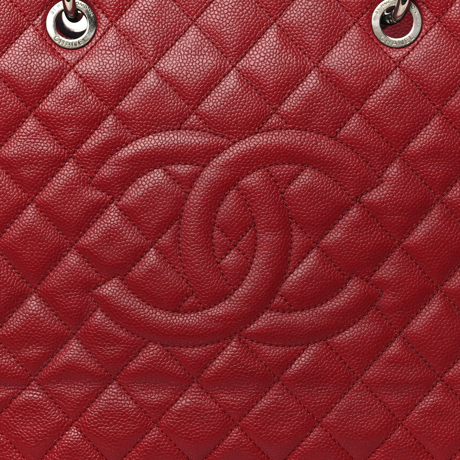 Chanel Caviar Quilted XL Grand Shopping Tote GST Red 8 of 14