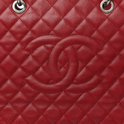 Chanel Caviar Quilted XL Grand Shopping Tote GST Red 8 of 14