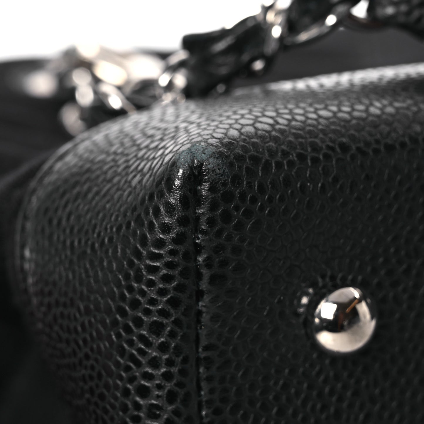 Canvas Caviar Chevron Shopper Tote Black