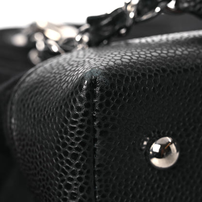 Chanel Canvas Caviar Chevron Shopper Tote Black 17 of 18