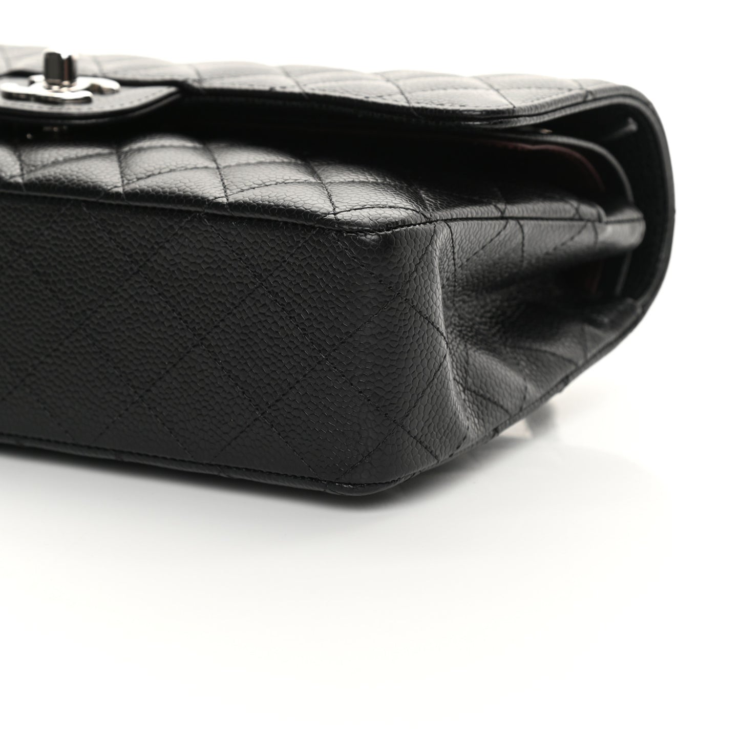 Caviar Quilted Medium Double Flap Black