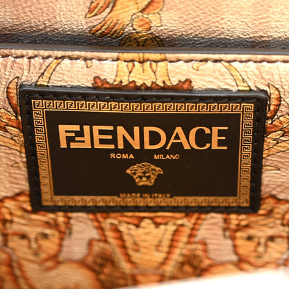 Fendi X VERSACE Vitello Seta Nappa Fendace FF Baroque Medium Peekaboo I SEE U Satchel Tobacco Black Gold 7 of 11