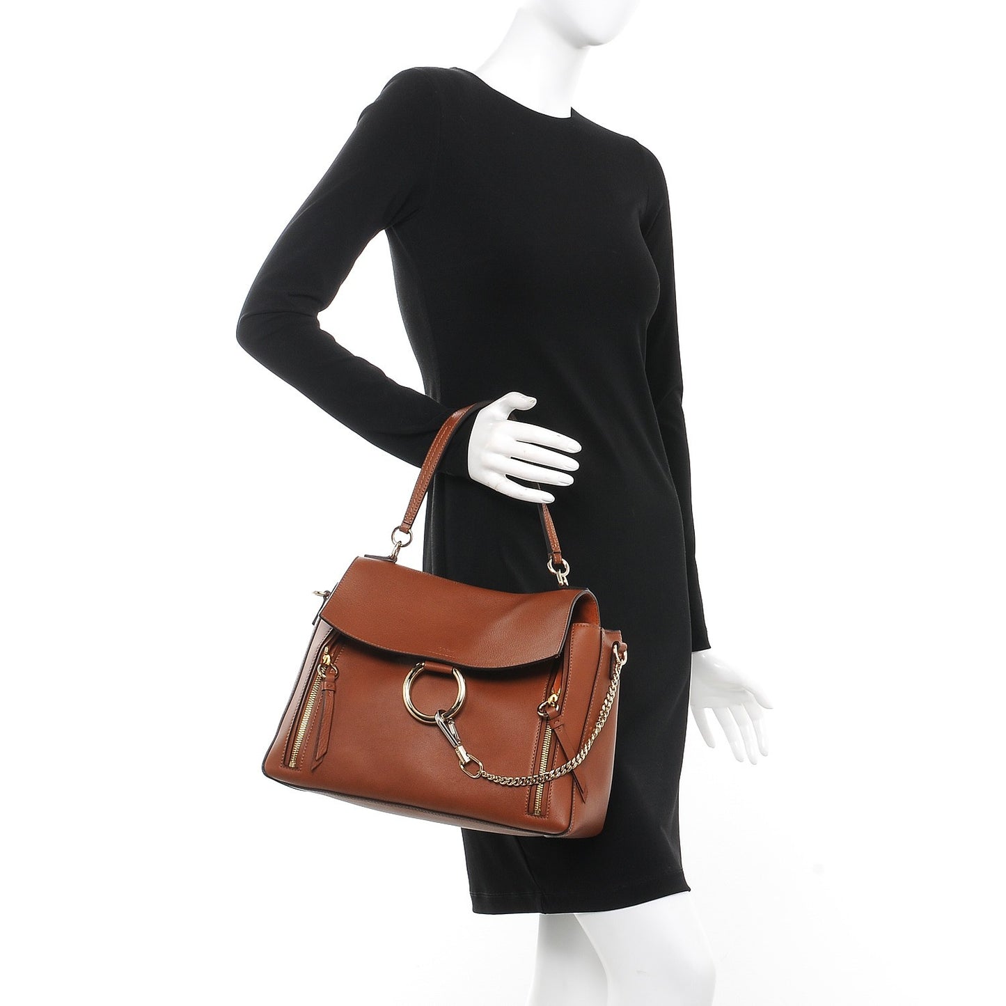 Calfskin Medium Faye Day Shoulder Bag Caramel