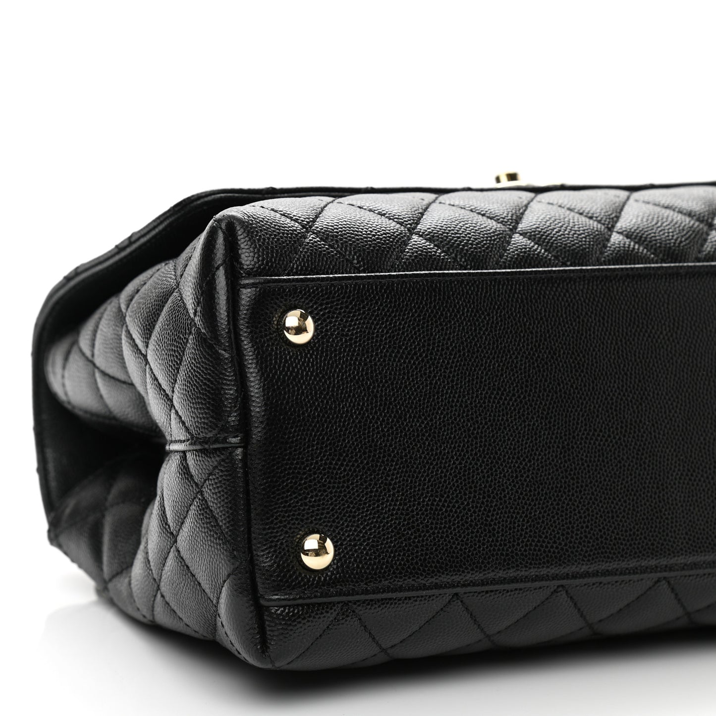 Caviar Quilted Small Coco Handle Flap Black