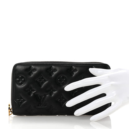 Louis Vuitton Lambskin Embossed Monogram Coussin Zippy Wallet Black 2 of 6