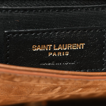 Saint Laurent Crocodile Embossed Suede Monogram Tassel Kate 99 Tan 7 of 12